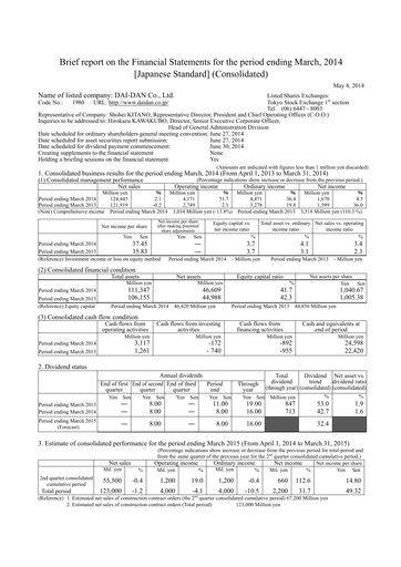 Thumbnail Dai-Dan Financial Statement fy2013
