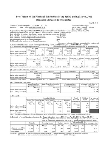 Thumbnail Dai-Dan Financial Statement fy2014