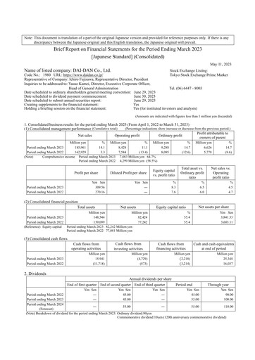 Thumbnail Dai-Dan Financial Statement fy2022
