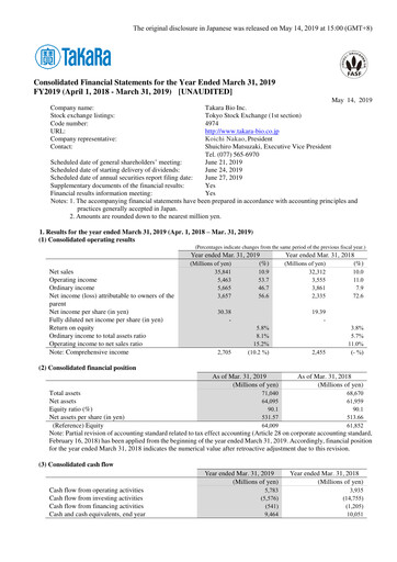 Vorschaubild Takara Bio Finanzmitteilung fy2019