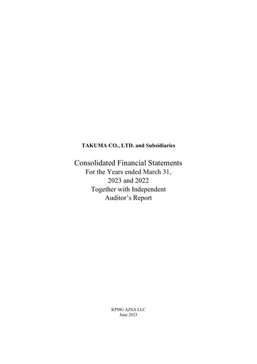 Thumbnail Takuma Co., Ltd. Financial Statement fy2022