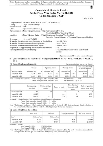 Thumbnail Shibaura Mechatronics Financial Statement fy2024