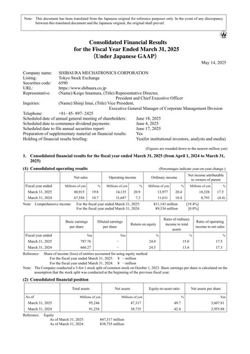 Thumbnail Shibaura Mechatronics Financial Statement fy2025