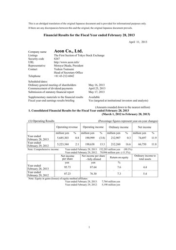 Thumbnail Aeon Hokkaido Corporation Financial Statement fy2012