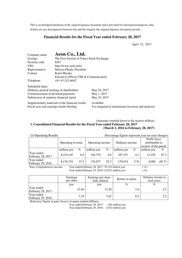 Thumbnail Aeon Hokkaido Corporation Financial Statement fy2016