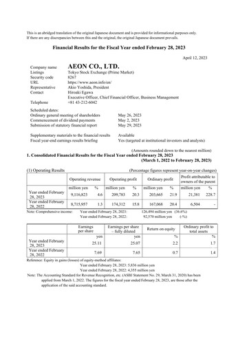 Thumbnail Aeon Hokkaido Corporation Financial Statement fy2022