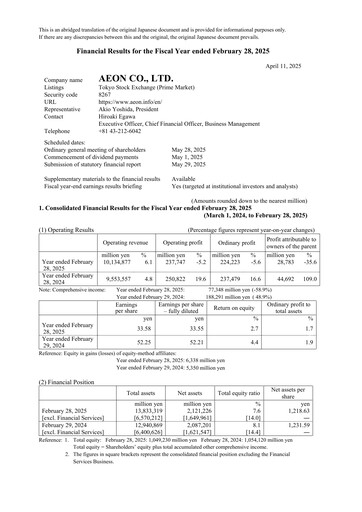 Thumbnail Aeon Hokkaido Corporation Financial Statement fy2024
