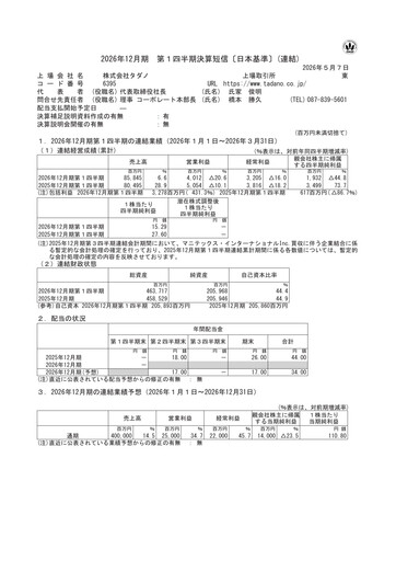 Miniature Tadano Rapport trimestriel 2026-q1