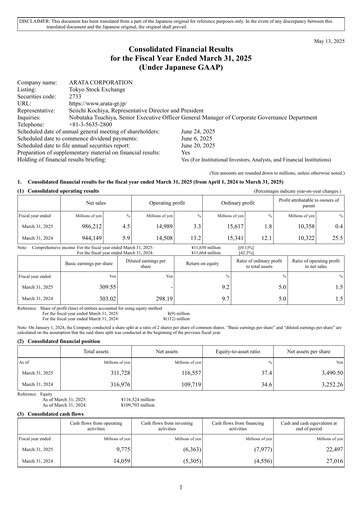 Thumbnail Arata Corporation Financial Statement fy2024