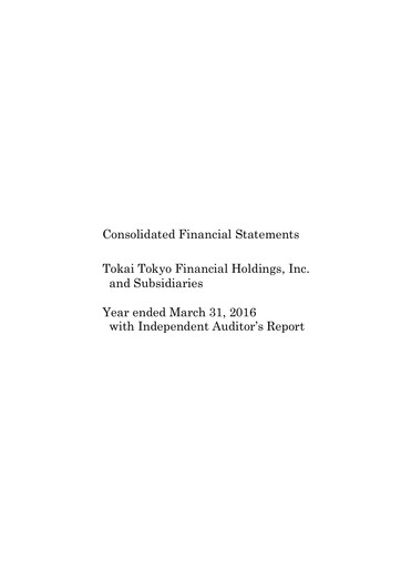 Thumbnail Tokai Tokyo Financial Holdings Financial Statement fy2016