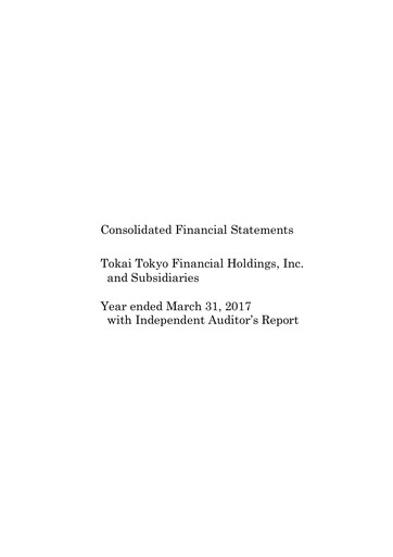 Thumbnail Tokai Tokyo Financial Holdings Financial Statement fy2017