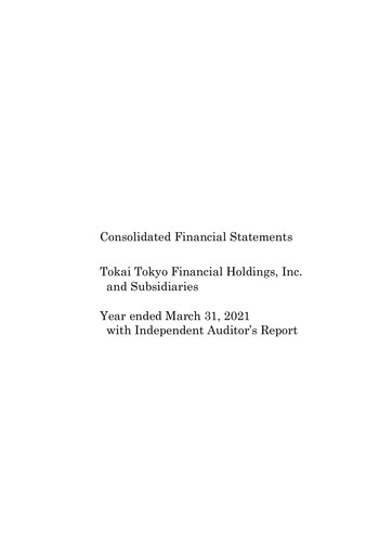 Thumbnail Tokai Tokyo Financial Holdings Financial Statement fy2021