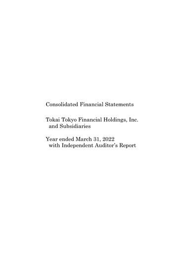 Thumbnail Tokai Tokyo Financial Holdings Financial Statement fy2022