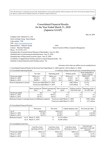 Thumbnail Menicon Co., Ltd. Financial Statement fy2020