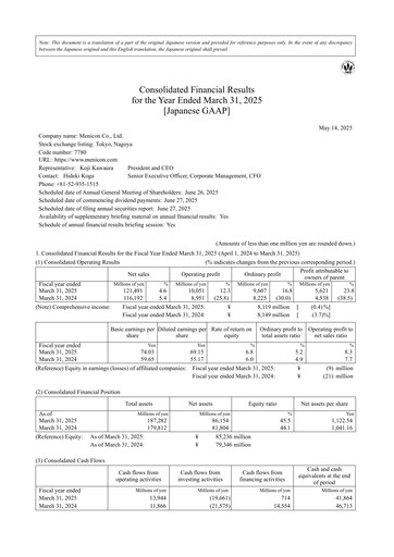 Thumbnail Menicon Co., Ltd. Financial Statement fy2025