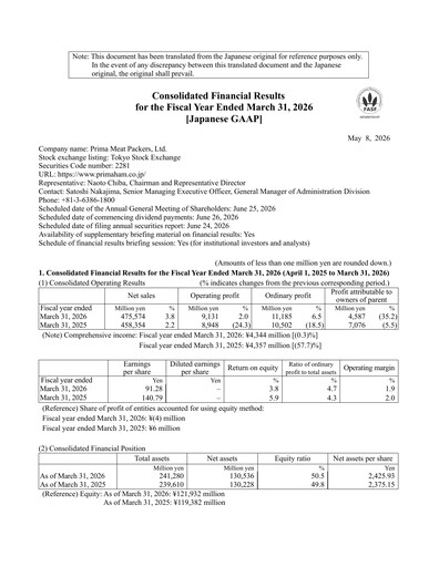 Vorschaubild Prima Meat Packers Finanzbericht 2026