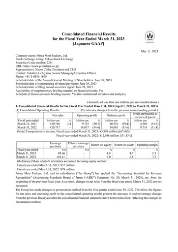 Thumbnail Prima Meat Packers Financial Statement fy2023