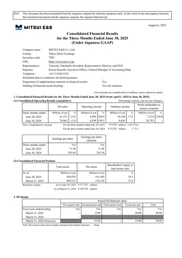 Vorschaubild MITSUI E&S Quartalsbericht 2025-q1