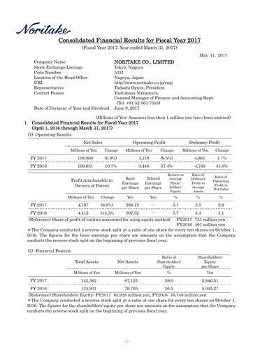 Thumbnail Noritake Financial Report 2017