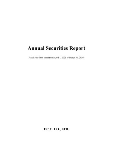 Thumbnail F.C.C. Co., Ltd. Annual Report 2025-2026