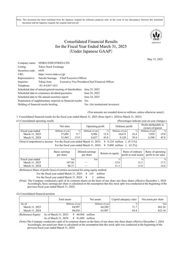 Thumbnail Sinko Industries Financial Statement fy2025