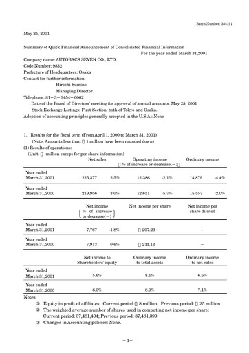 Thumbnail Autobacs Seven Financial Report fy2001