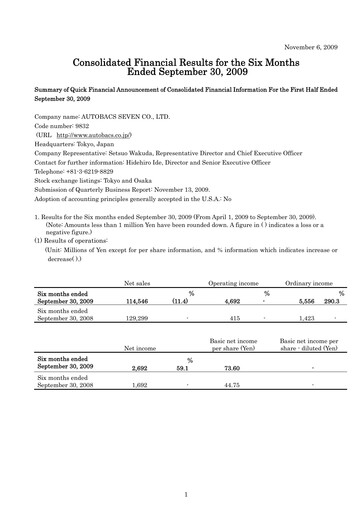 Thumbnail Autobacs Seven Half-year Report 2009-h1