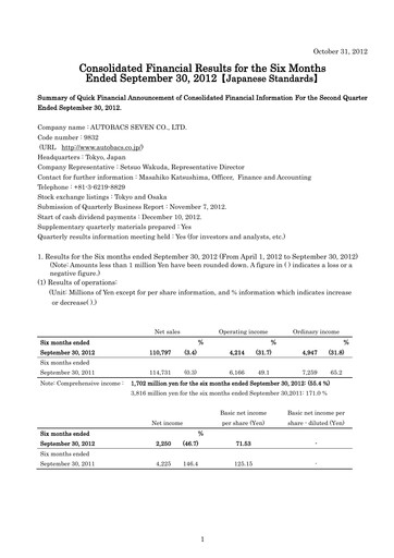 Thumbnail Autobacs Seven Half-year Report 2012-h1