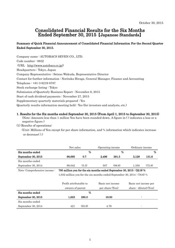 Thumbnail Autobacs Seven Half-year Report 2015-h1