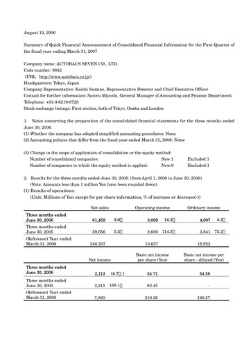 Thumbnail Autobacs Seven Quarterly Report 2006-q1
