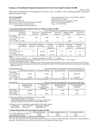 Thumbnail Tosei Corporation Financial Statement fy2006