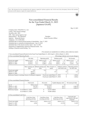 Thumbnail NAGAWA Co., Ltd. Financial Statement fy2025