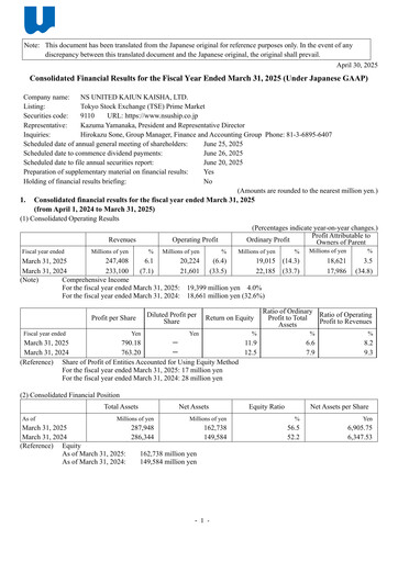 Thumbnail NS United Kaiun Kaisha Financial Statement fy2025