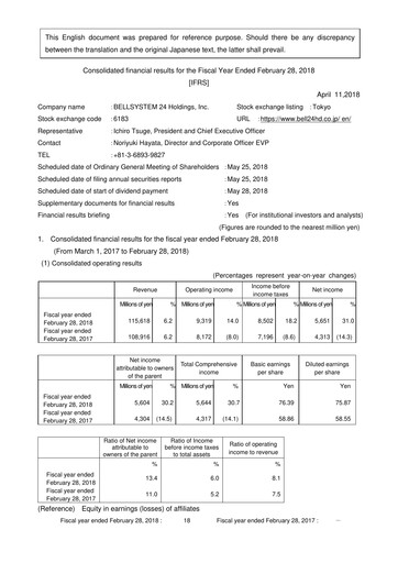 Thumbnail BellSystem24 Financial Statement fy2018