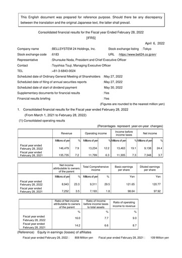 Thumbnail BellSystem24 Financial Statement fy2022