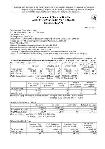 Thumbnail Yurtec Corporation Financial Statement fy2024
