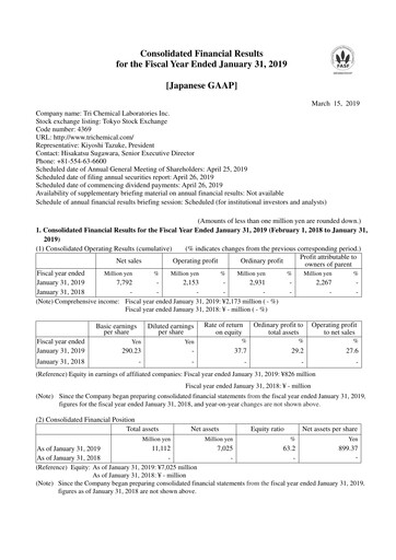 Thumbnail Tri Chemical Laboratories Financial Report 2019