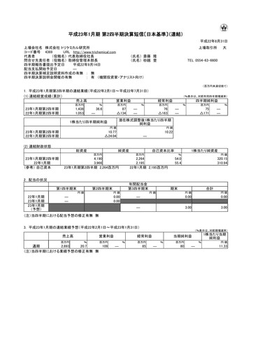 Thumbnail Tri Chemical Laboratories Half-year Report 2011-h1