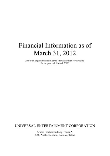 Thumbnail Universal Entertainment Corporation Financial Statement fy2012