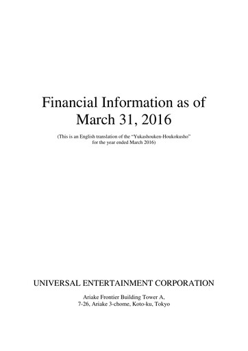Thumbnail Universal Entertainment Corporation Financial Statement fy2016