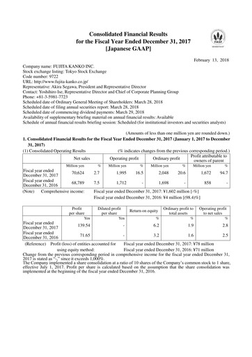 Thumbnail Fujita Kanko Financial Statement fy2017