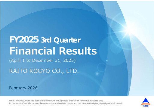 Thumbnail Raito Kogyo Quarterly Report 2025-q3