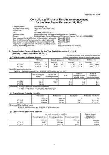 Thumbnail SBS Holdings Financial Statement 2013