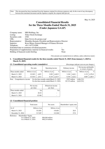 Thumbnail SBS Holdings Quarterly Report 2025-q1