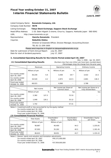Thumbnail Kanamoto Half-year Report 2007-h1
