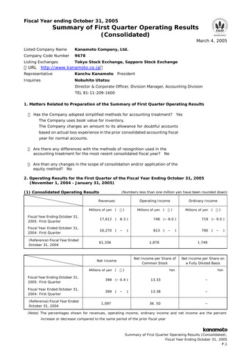 Thumbnail Kanamoto Quarterly Report 2005-q1