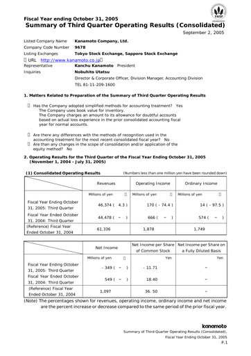 Thumbnail Kanamoto Quarterly Report 2005-q3
