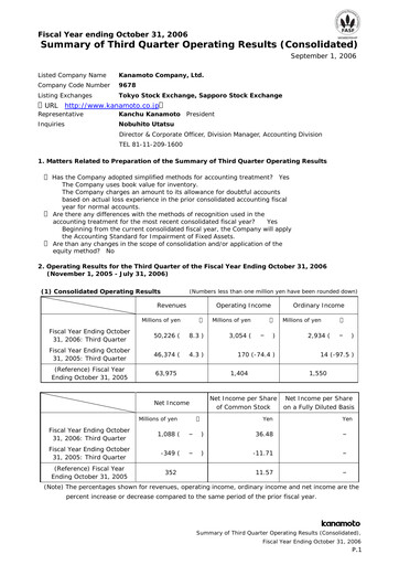 Thumbnail Kanamoto Quarterly Report 2006-q3