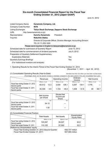 Thumbnail Kanamoto Quarterly Report 2012-q2