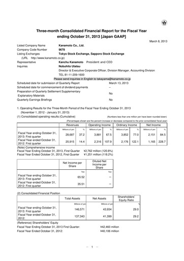 Thumbnail Kanamoto Quarterly Report 2013-q1